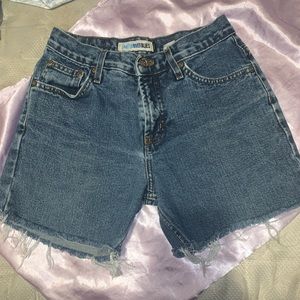 vintage denim raw hem shorts